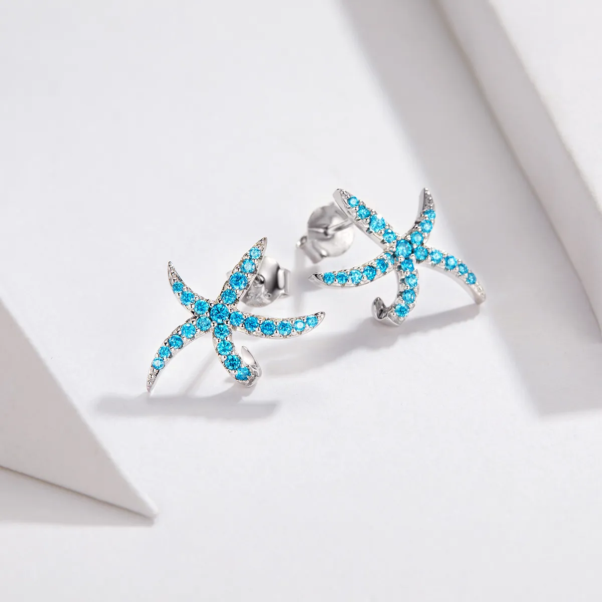 Pandora Style Silver Stud Earrings, Starfish - BSE136