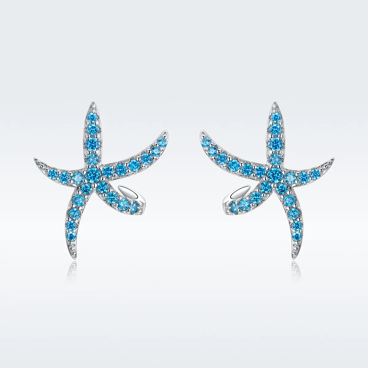 Pandora Style Silver Stud Earrings, Starfish - BSE136