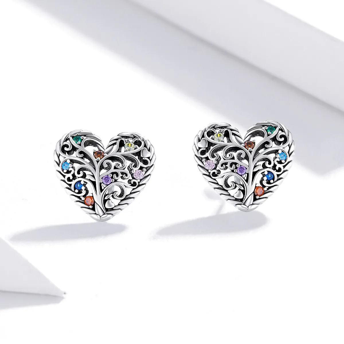 Pandora Style Silver Stud Earrings, Tree of Life - SCE933