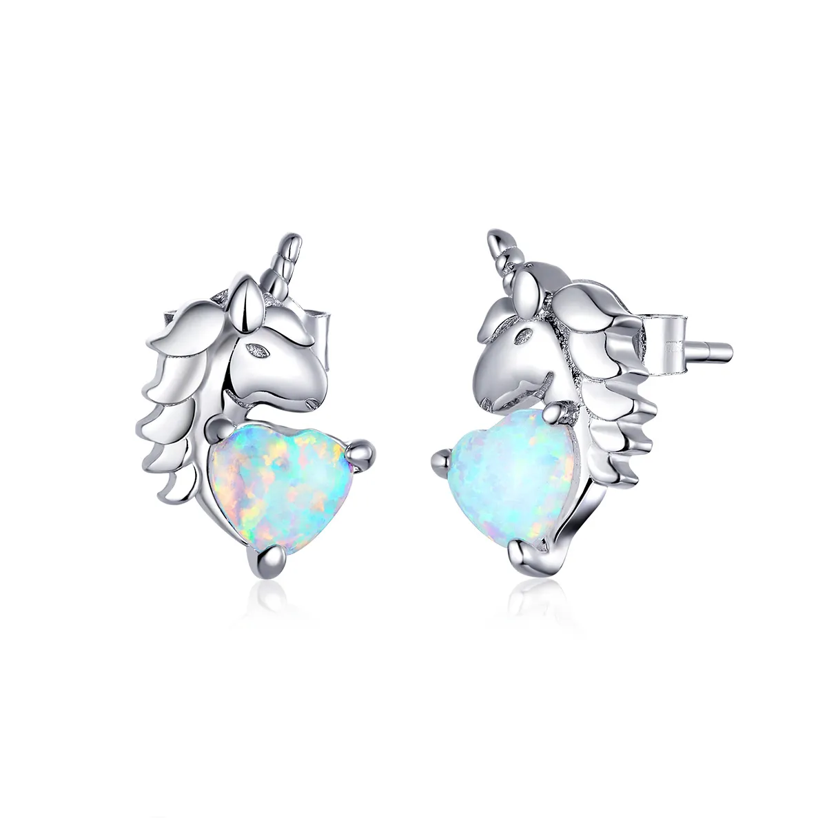 Pandora Style Silver Stud Earrings, Unicorn - SCE896