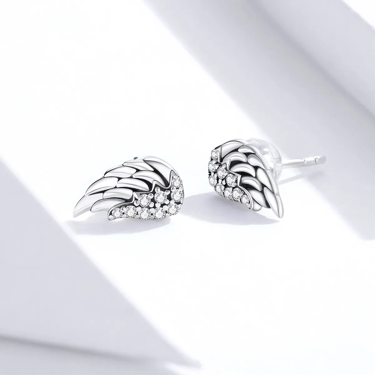 Pandora Style Silver Stud Earrings, Wings - SCE882