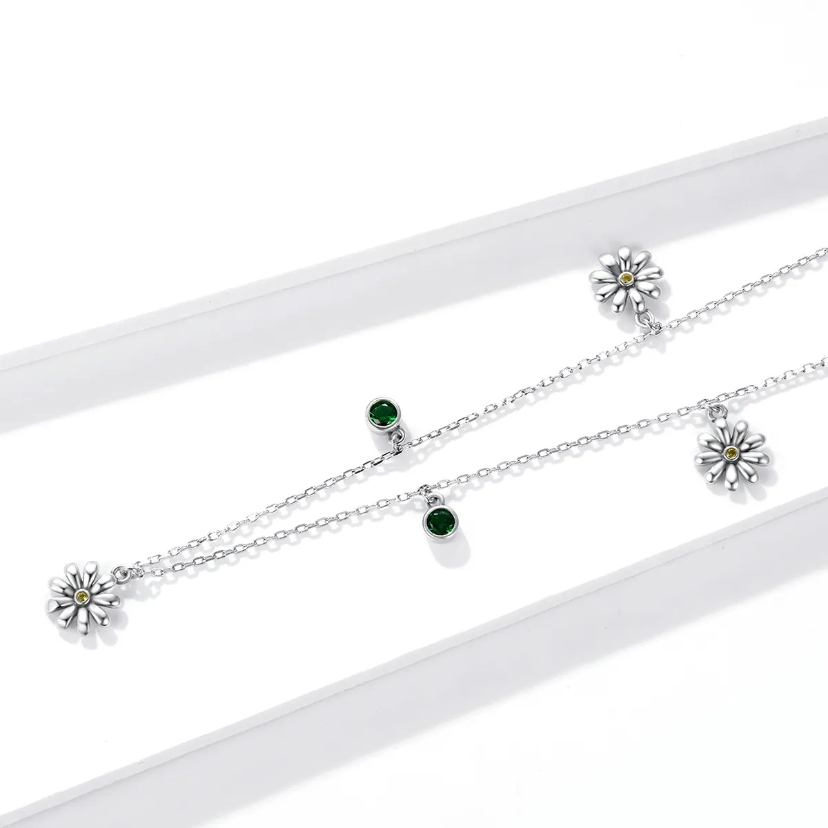 Pandora Style Silver Necklace, Little Daisy, Enamel - SCN415