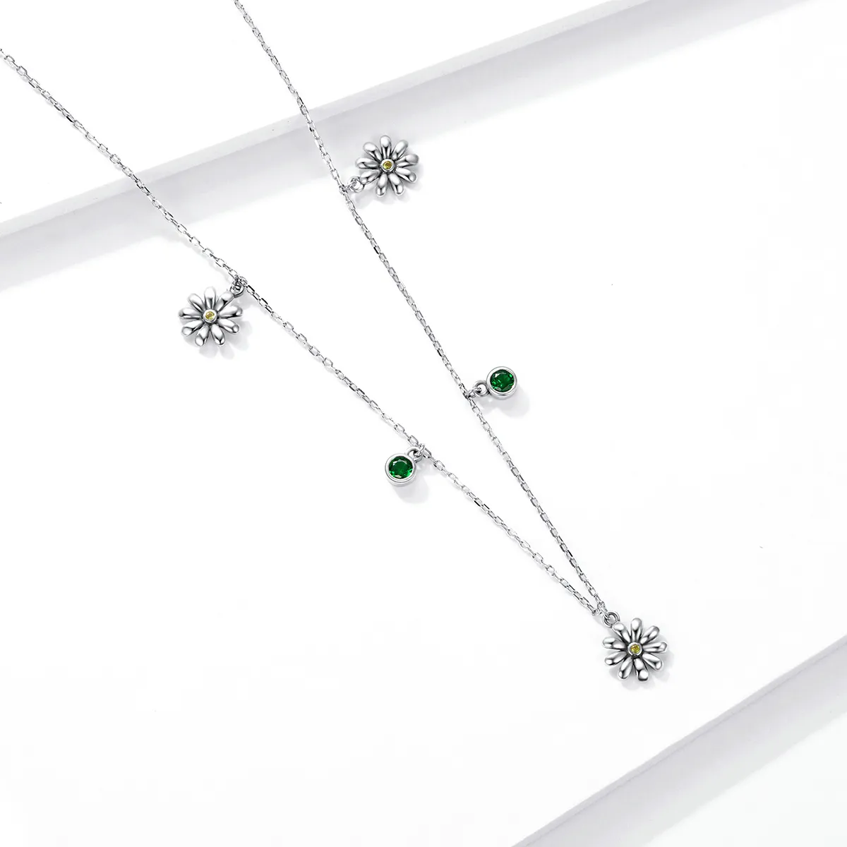 Pandora Style Silver Necklace, Little Daisy, Enamel - SCN415