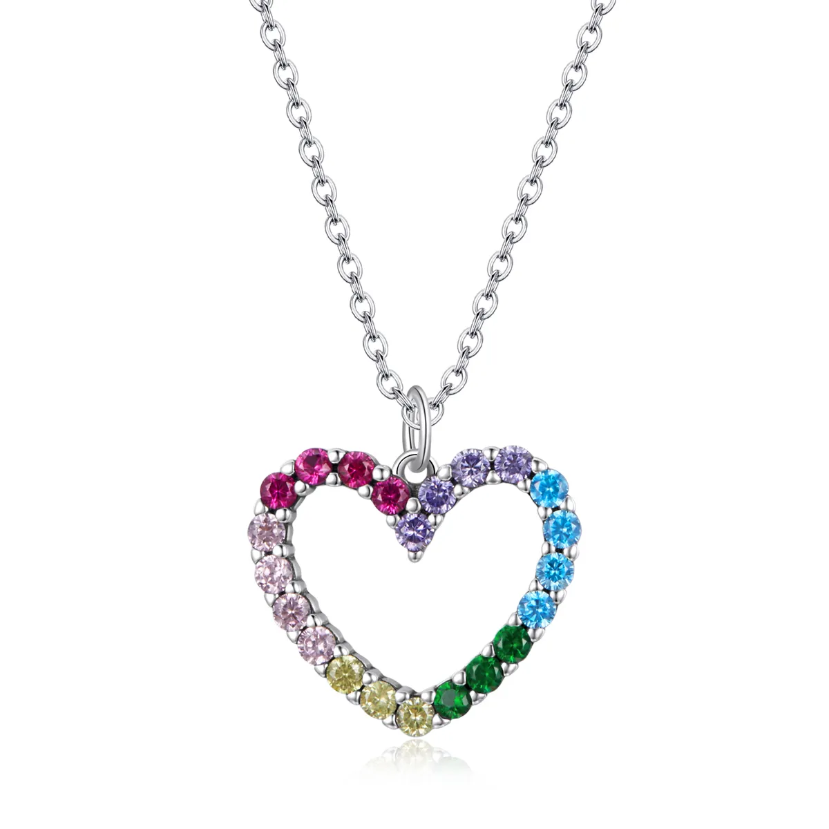 Pandora Style Silver Necklace, Love of Rainbow, Multicolor Enamel - SCN449