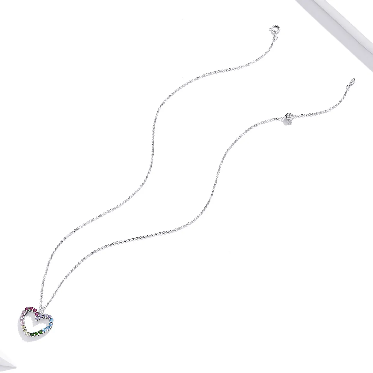 Pandora Style Silver Necklace, Love of Rainbow, Multicolor Enamel - SCN449