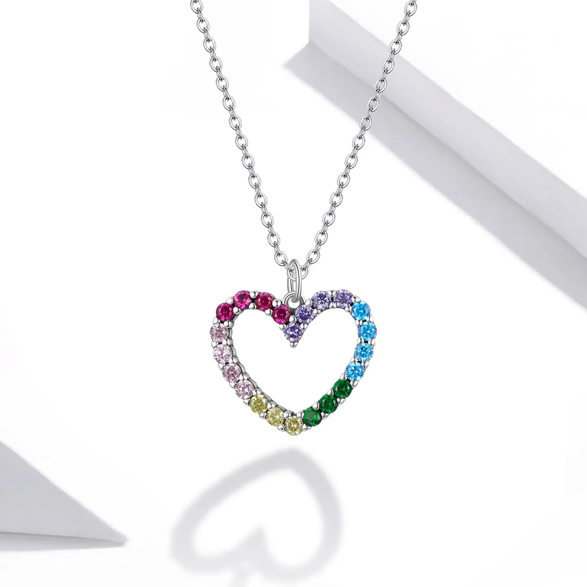 Pandora Style Silver Necklace, Love of Rainbow, Multicolor Enamel - SCN449