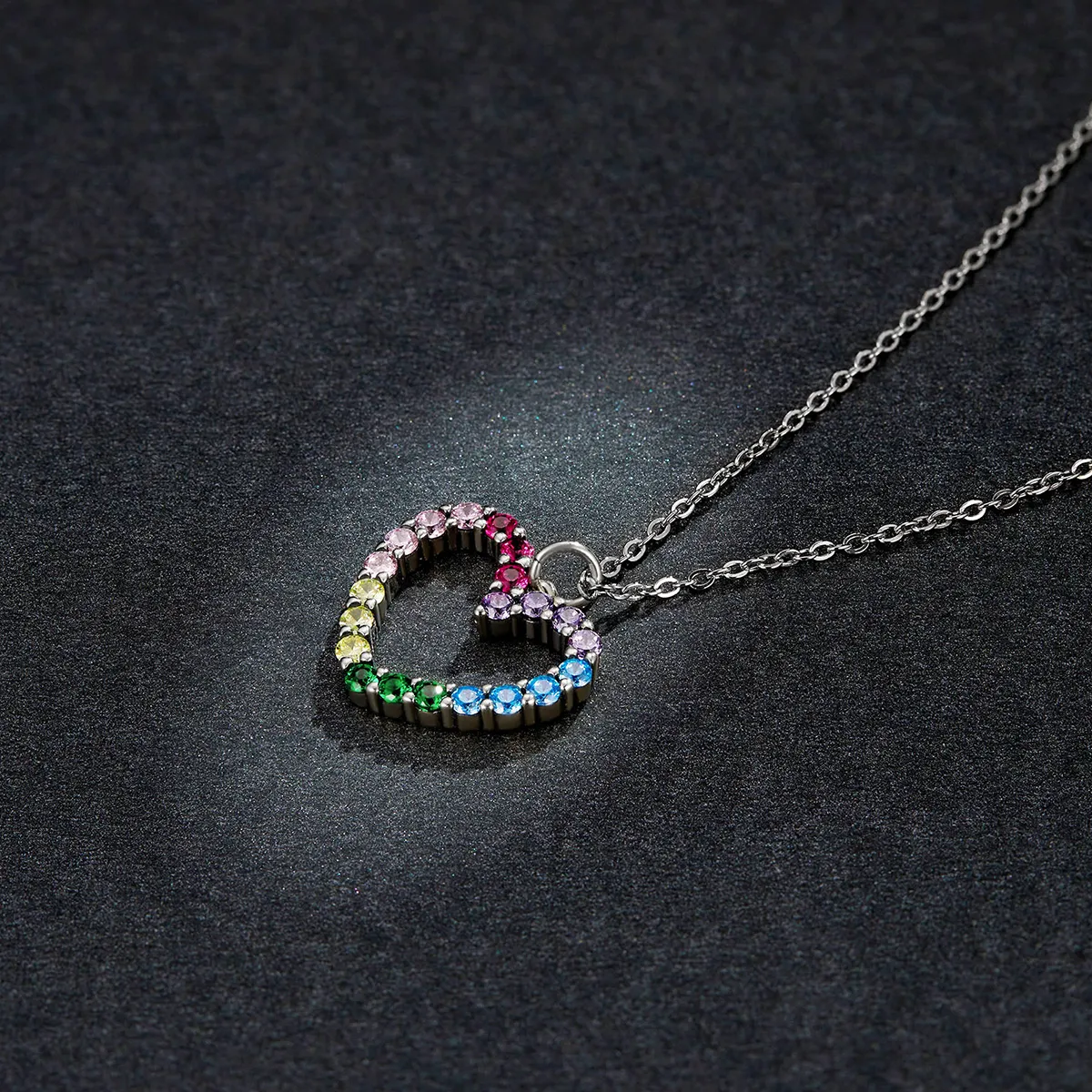 Pandora Style Silver Necklace, Love of Rainbow, Multicolor Enamel - SCN449