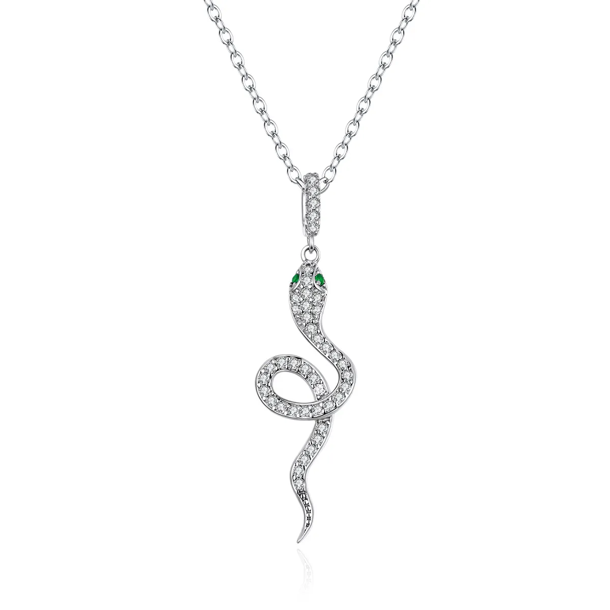 Pandora Style Silver Necklace, Lovely Snake, Enamel - SCN409