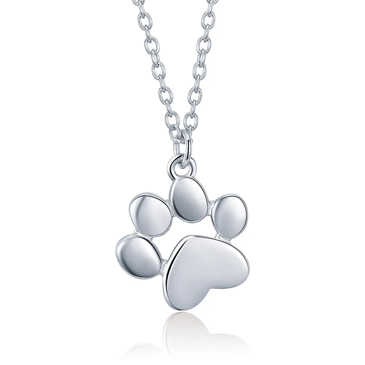 Pandora Style Silver Necklace, Pet Paw, Enamel - SCN275-2