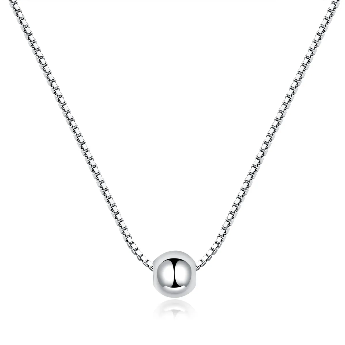 Pandora Style Silver Necklace, Simple Bean, Enamel - BSN097