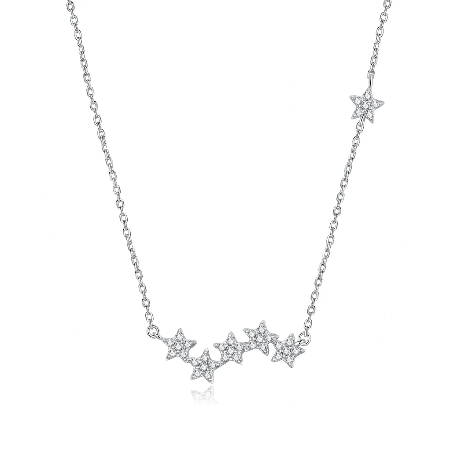 Pandora Style Silver Necklace, Twinkling Stars, Enamel - SCN419