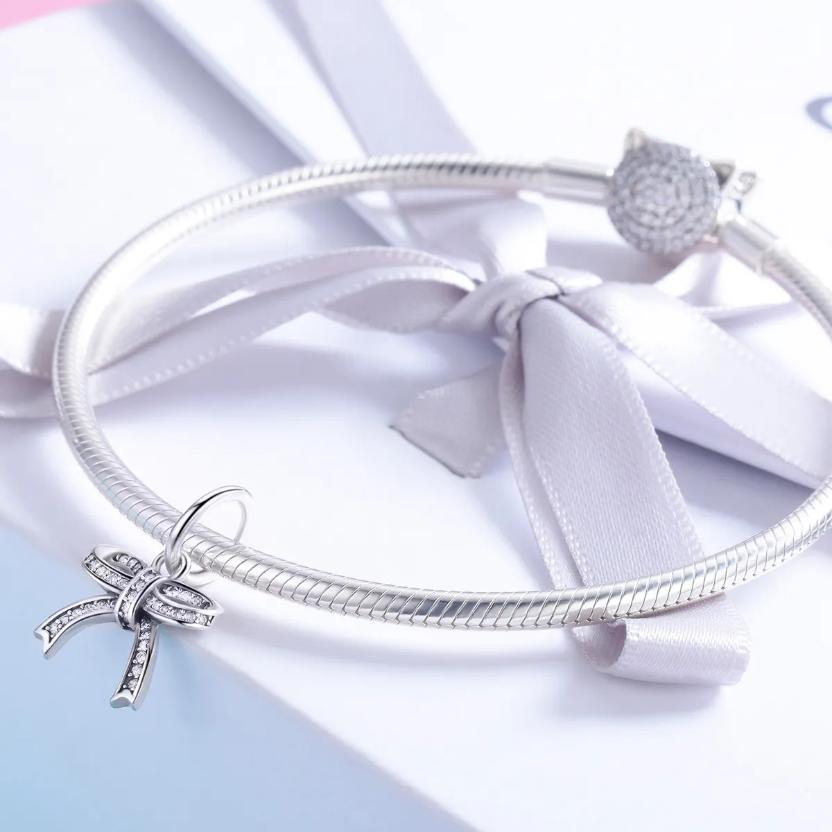 Pandora Style Silver Pendant, Bow - SCC775