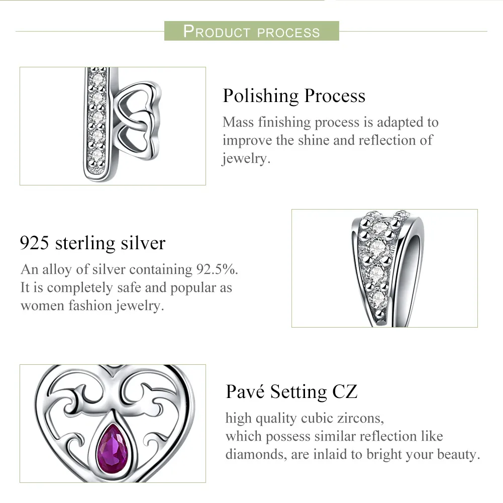 Pandora Style Silver Pendant, The Key to Happiness - SCC791