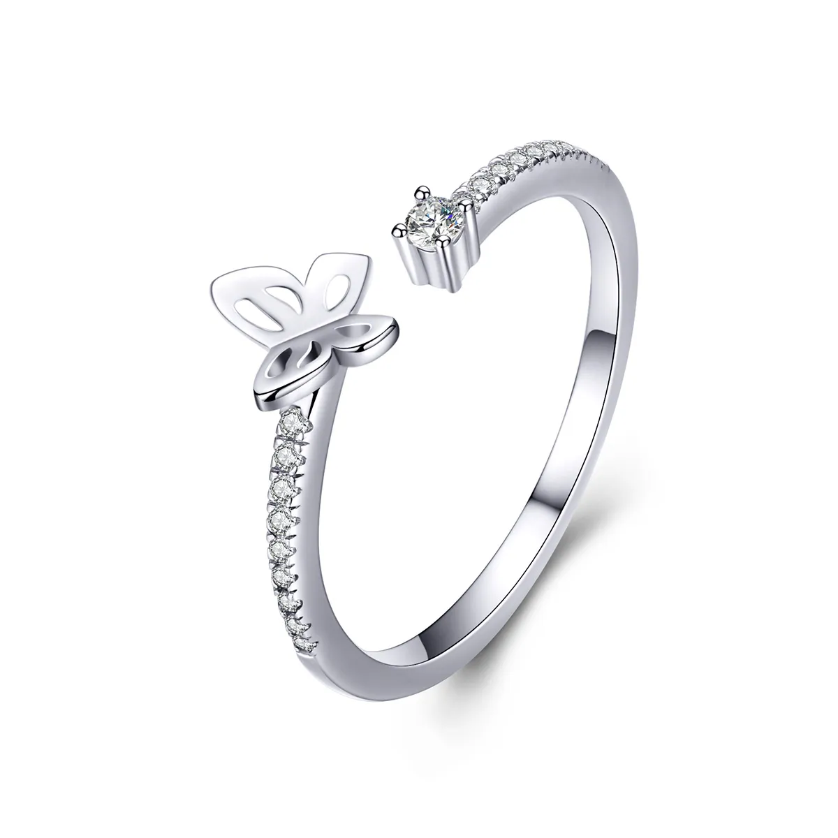 Pandora Style Silver Open Ring, Butterfly - SCR550