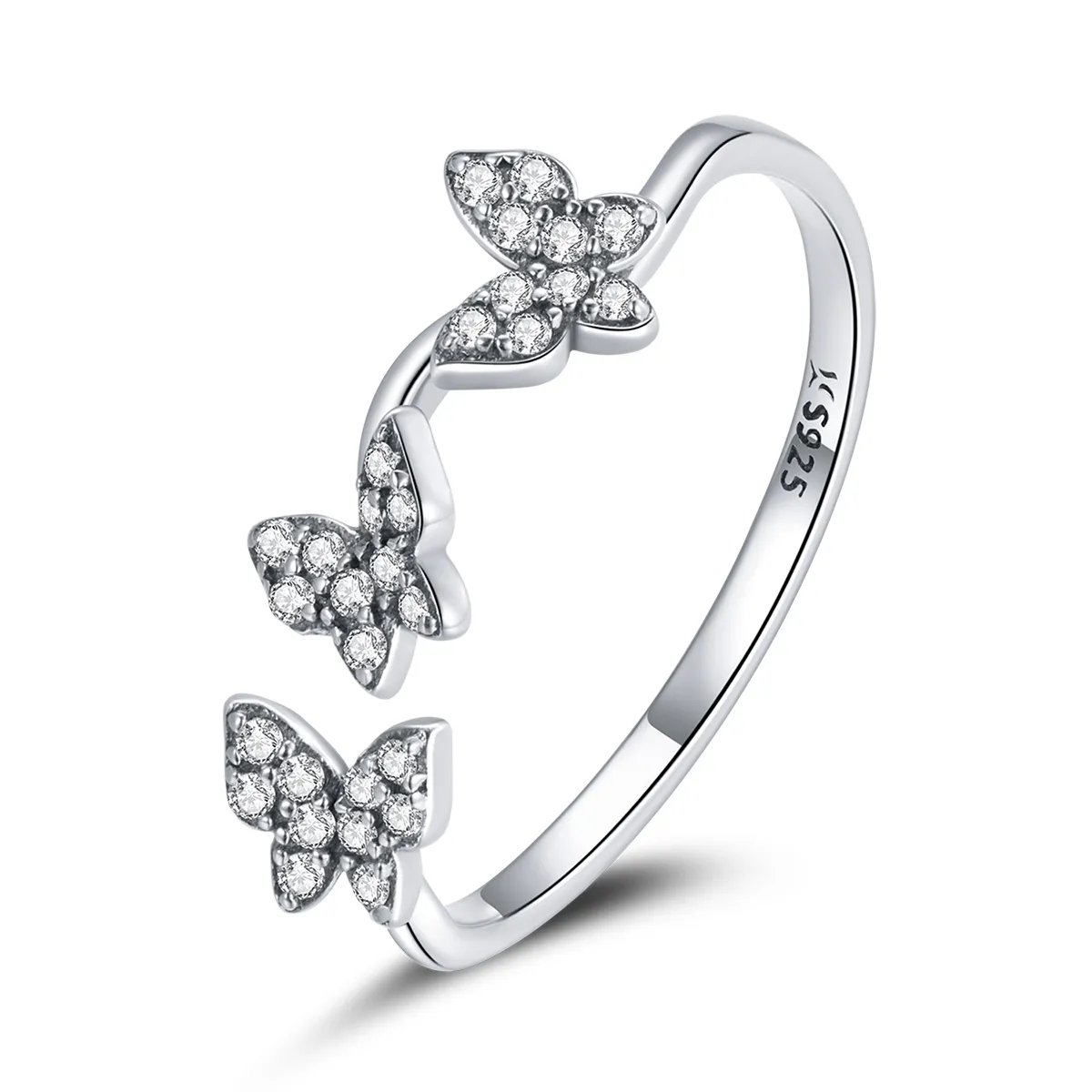 Pandora Style Silver Open Ring, Butterfly - SCR704