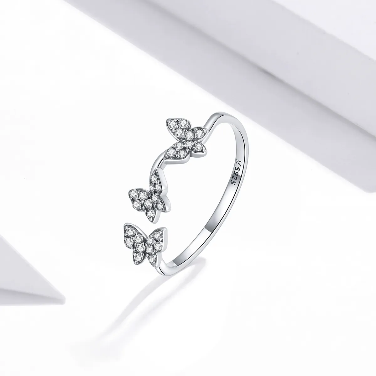 Pandora Style Silver Open Ring, Butterfly - SCR704