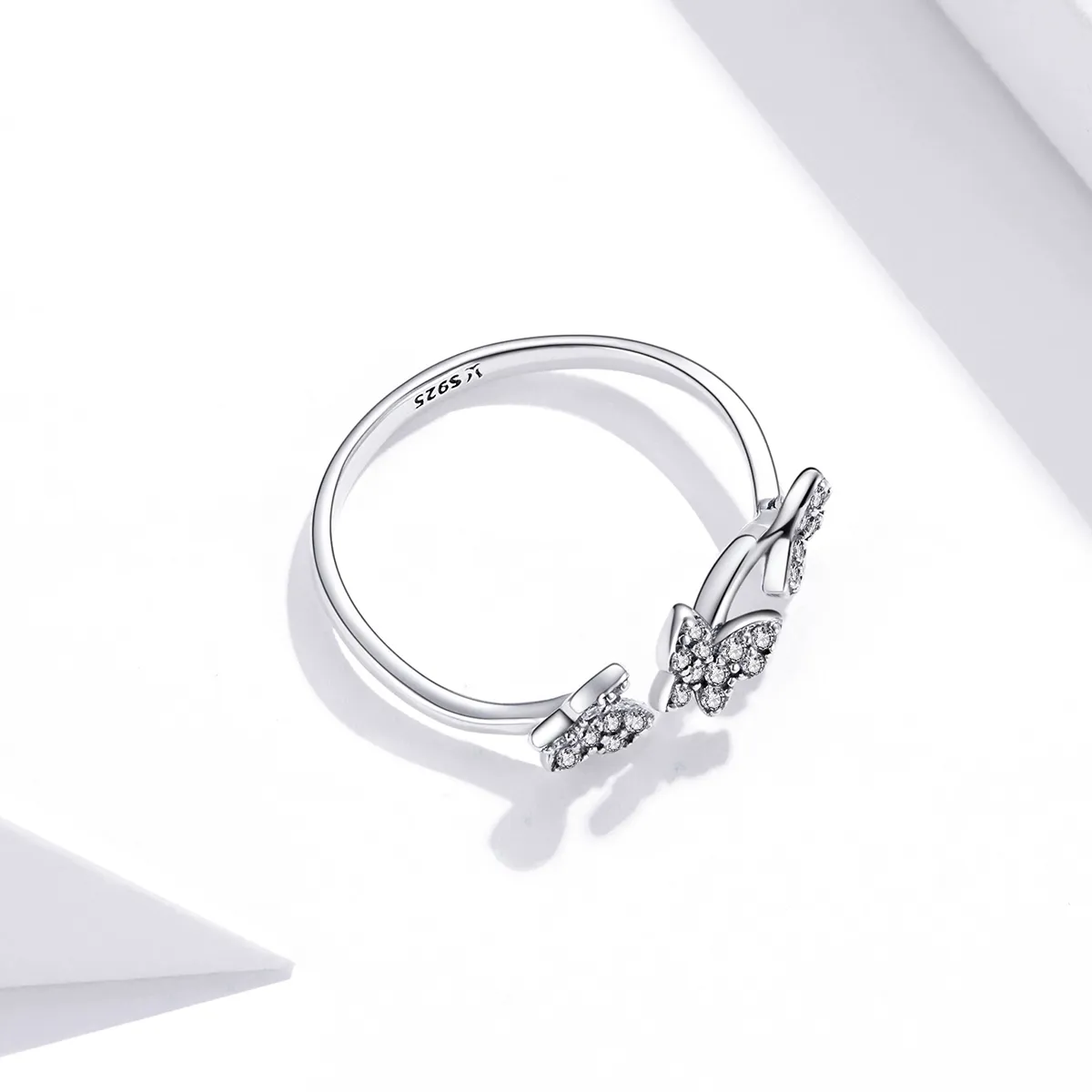 Pandora Style Silver Open Ring, Butterfly - SCR704