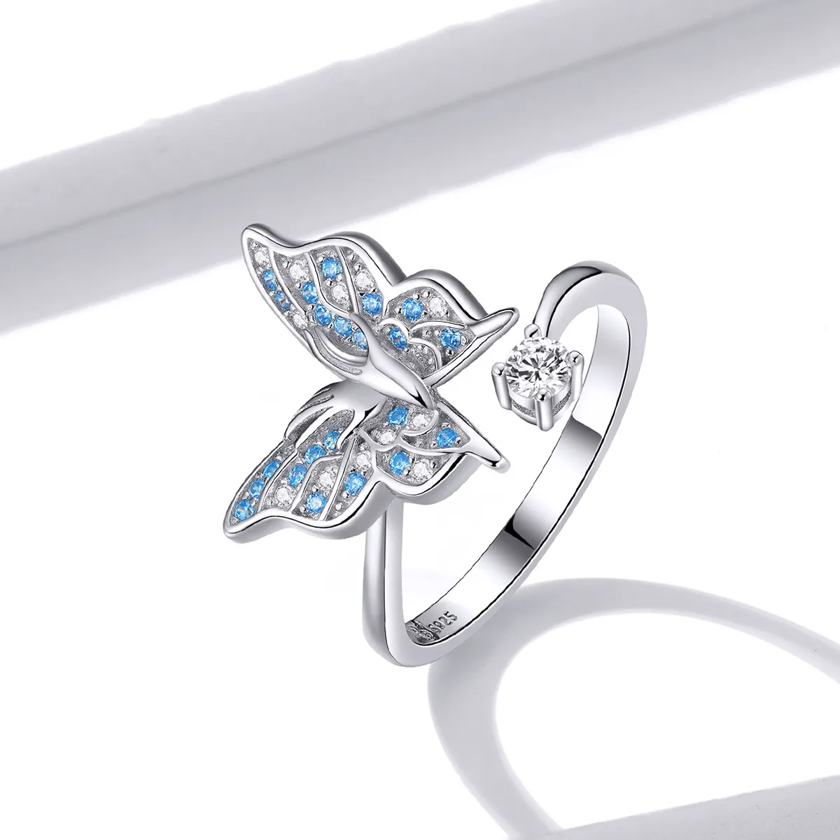 Pandora Style Silver Open Ring, Butterfly Wing - BSR098