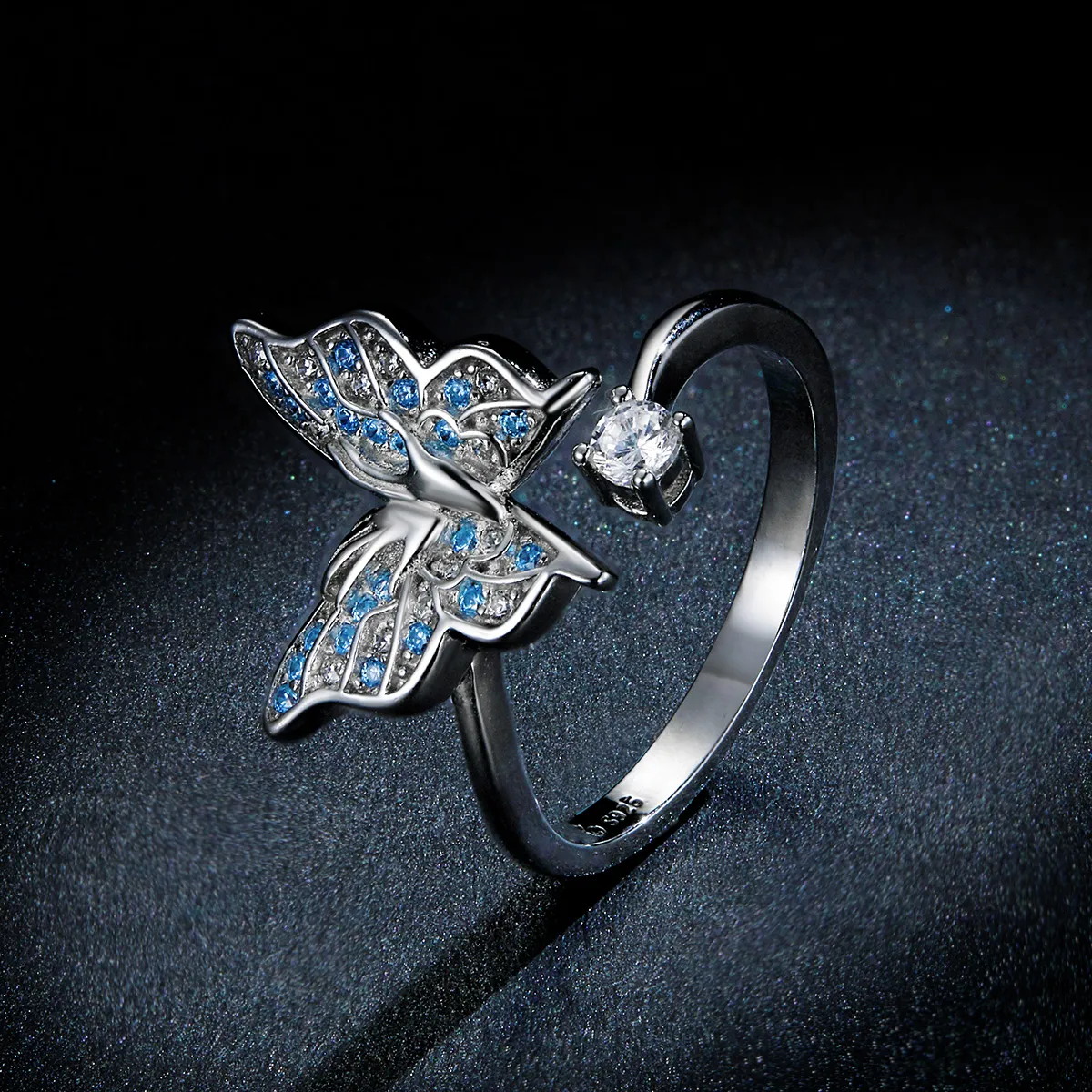 Pandora Style Silver Open Ring, Butterfly Wing - BSR098