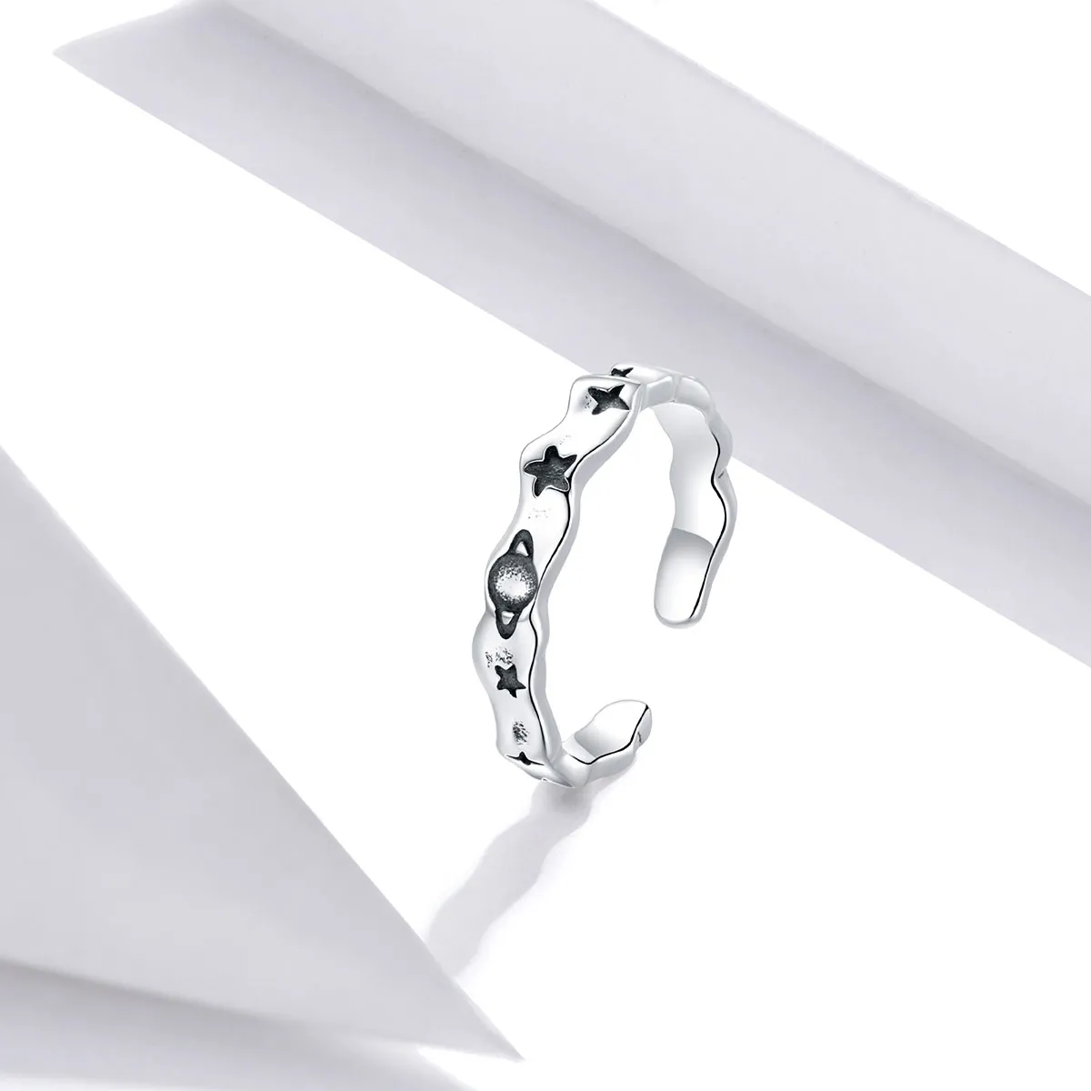 Pandora Style Silver Open Ring, Celestial Stars - SCR678