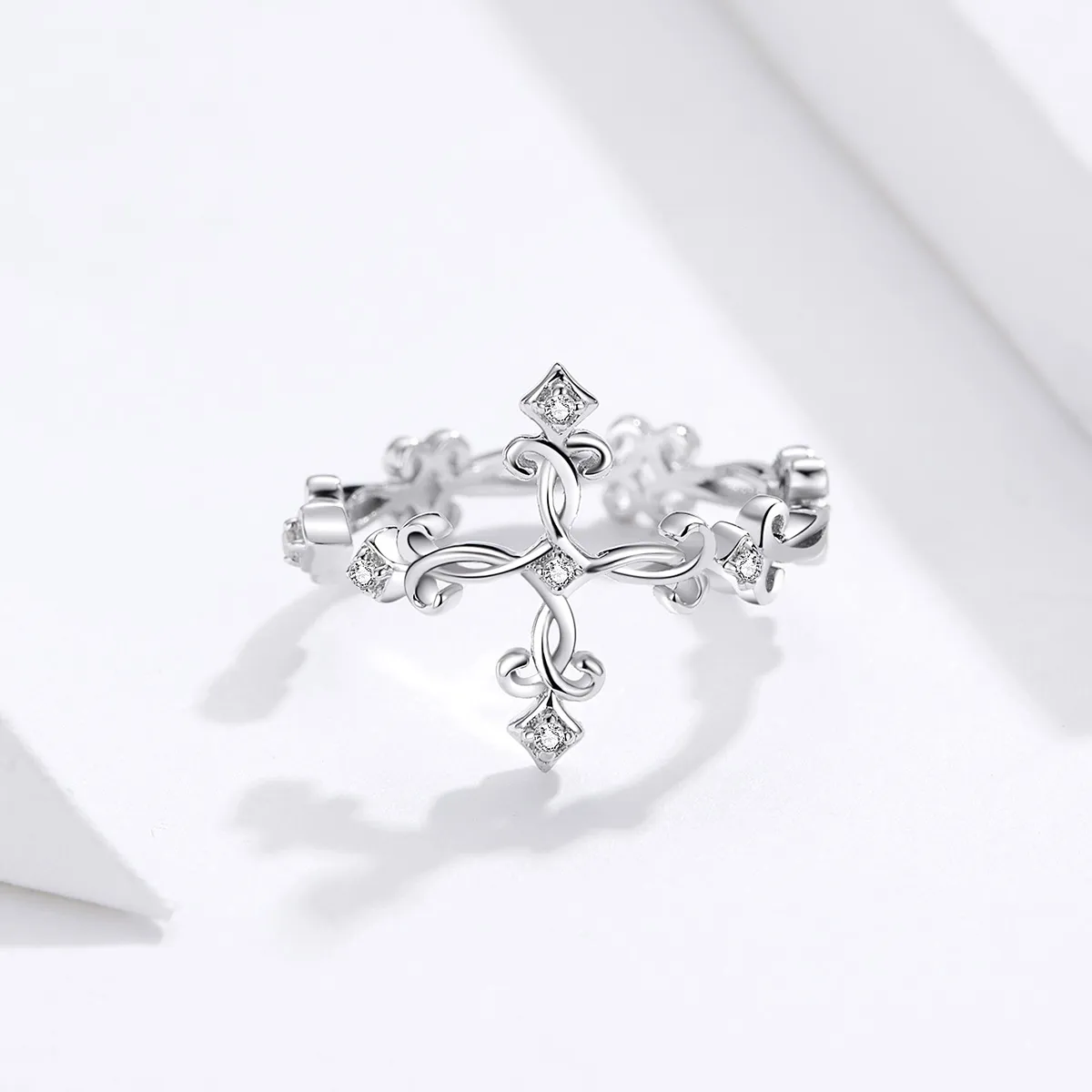 Pandora Style Silver Open Ring, Cross - BSR041