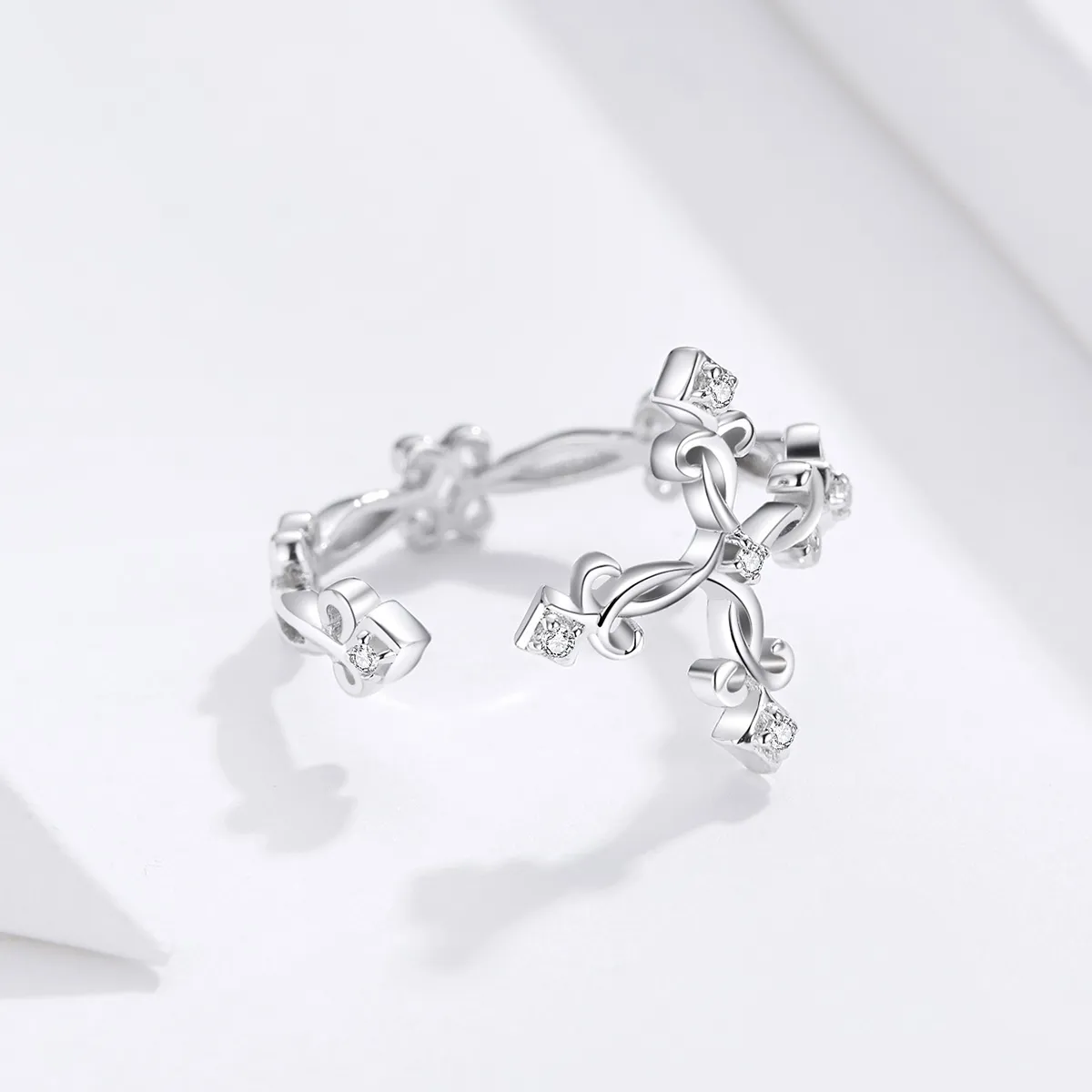 Pandora Style Silver Open Ring, Cross - BSR041