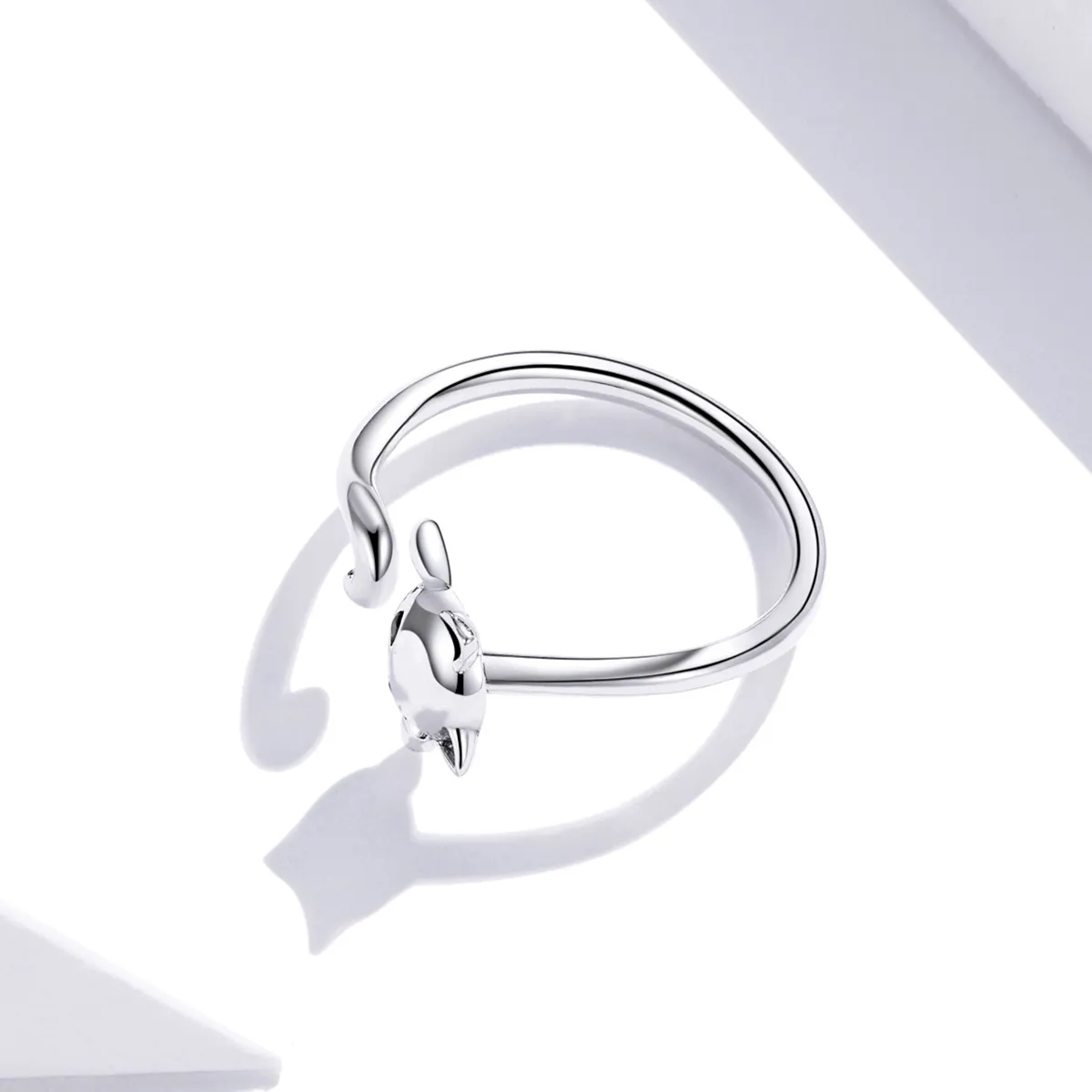 Pandora Style Silver Open Ring, Cute Cat - SCR707