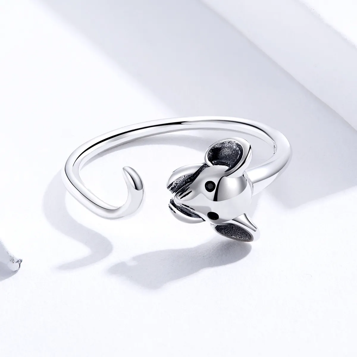 Pandora Style Silver Open Ring, Cute Mouse - SCR632