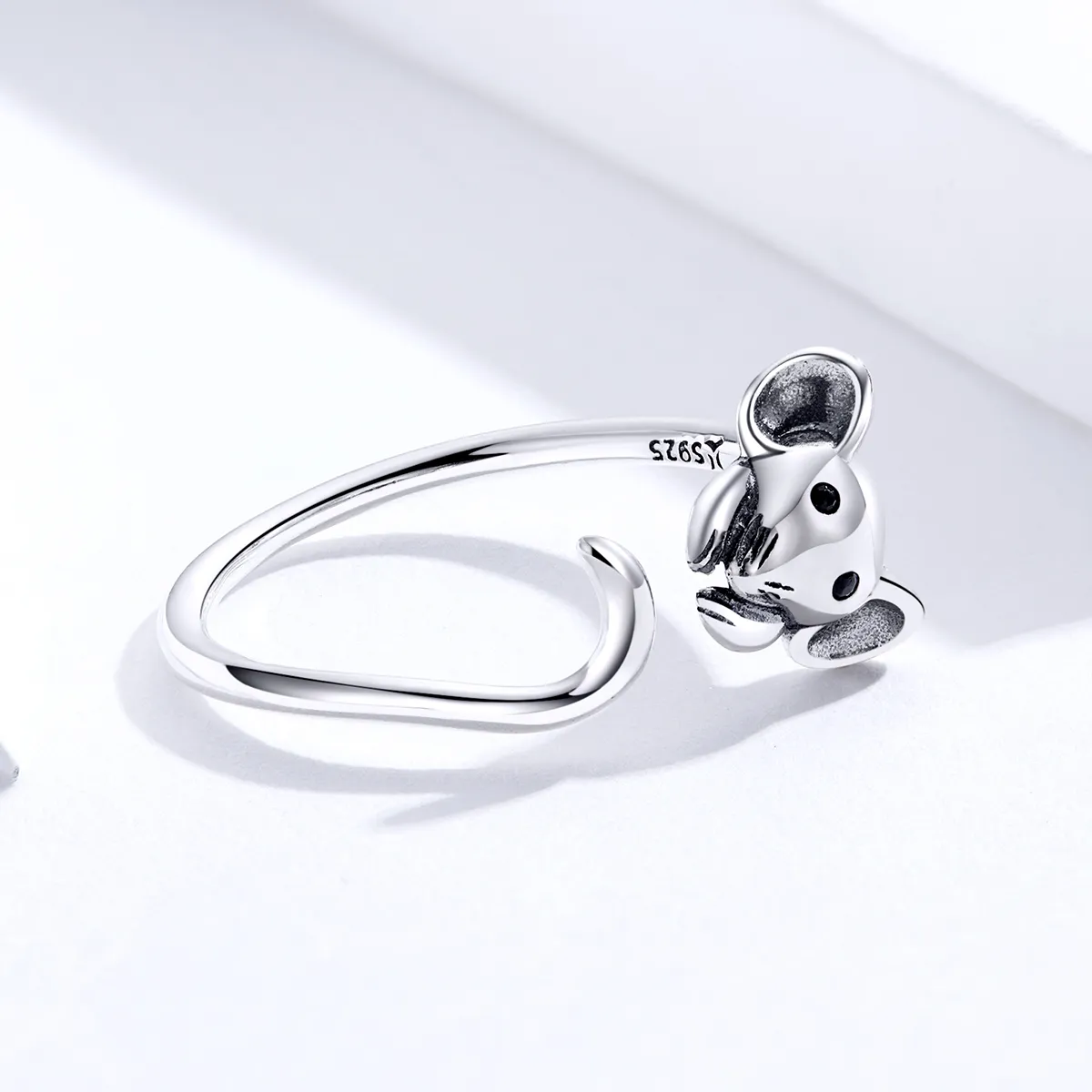 Pandora Style Silver Open Ring, Cute Mouse - SCR632