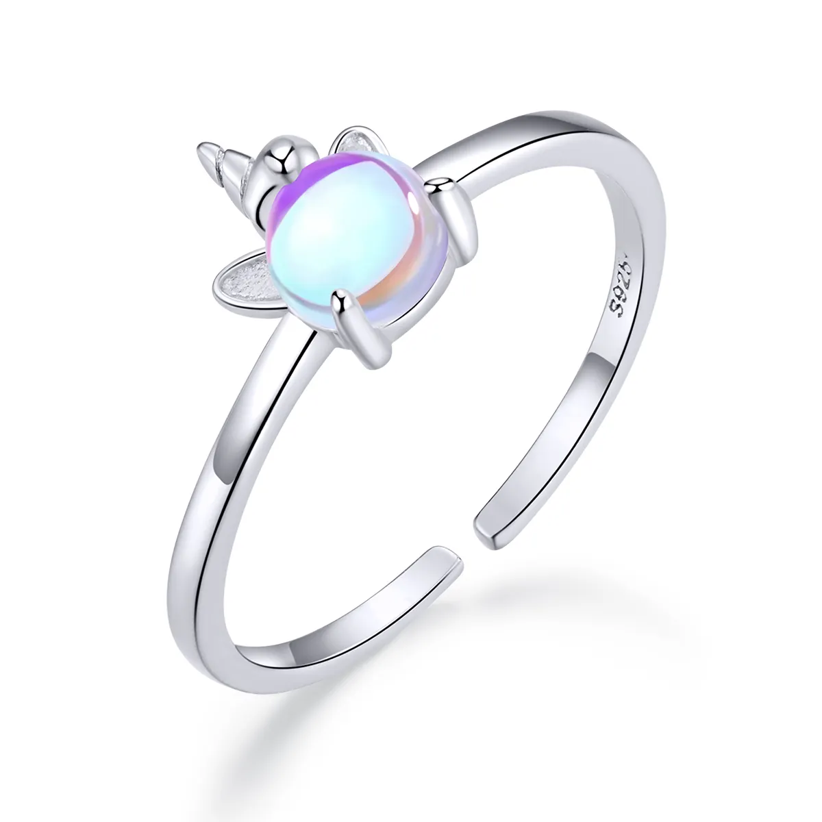 Pandora Style Silver Open Ring, Fancy Unicorn - SCR642