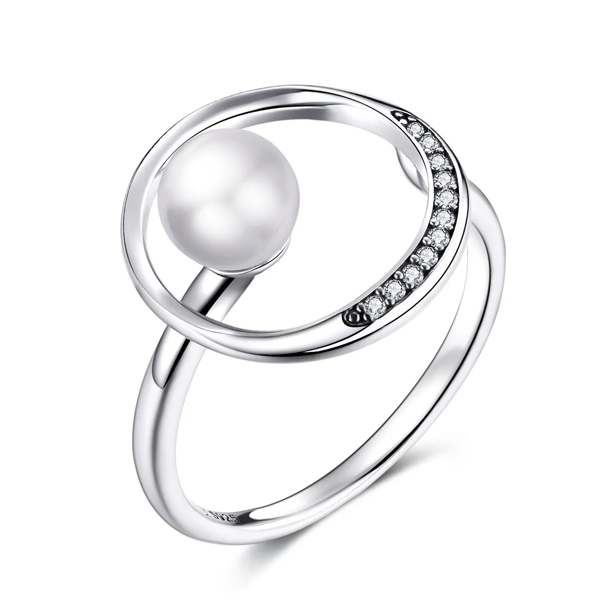 Pandora Style Silver Open Ring, Gentle Shell Bead - SCR664