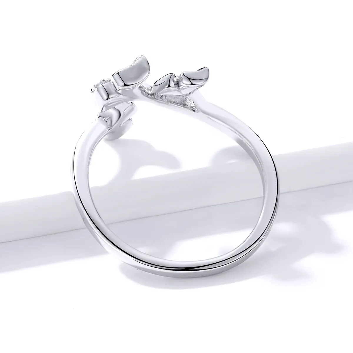 Pandora Style Silver Open Ring, Ginkgo Leaf - BSR097