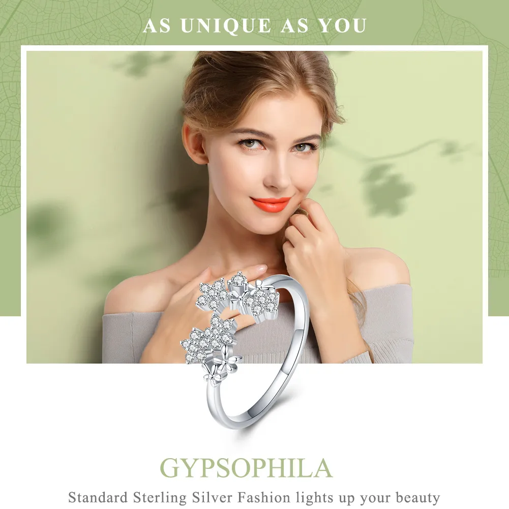 Pandora Style Silver Open Ring, Gypsophila - BSR021