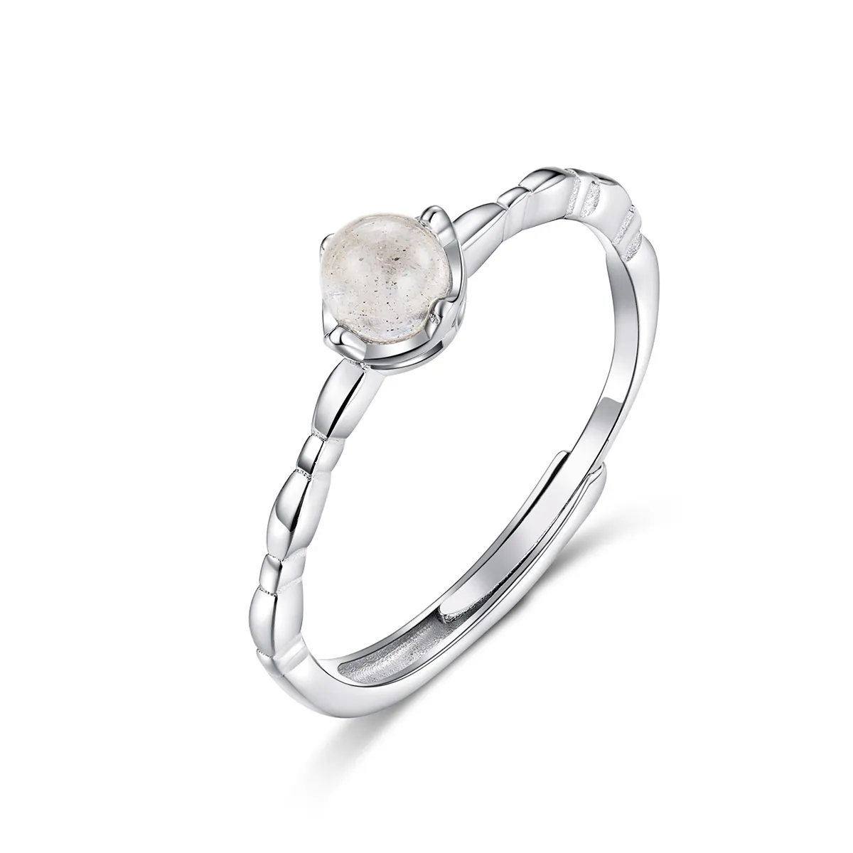 Pandora Style Silver Open Ring, Moonstone - SCR536