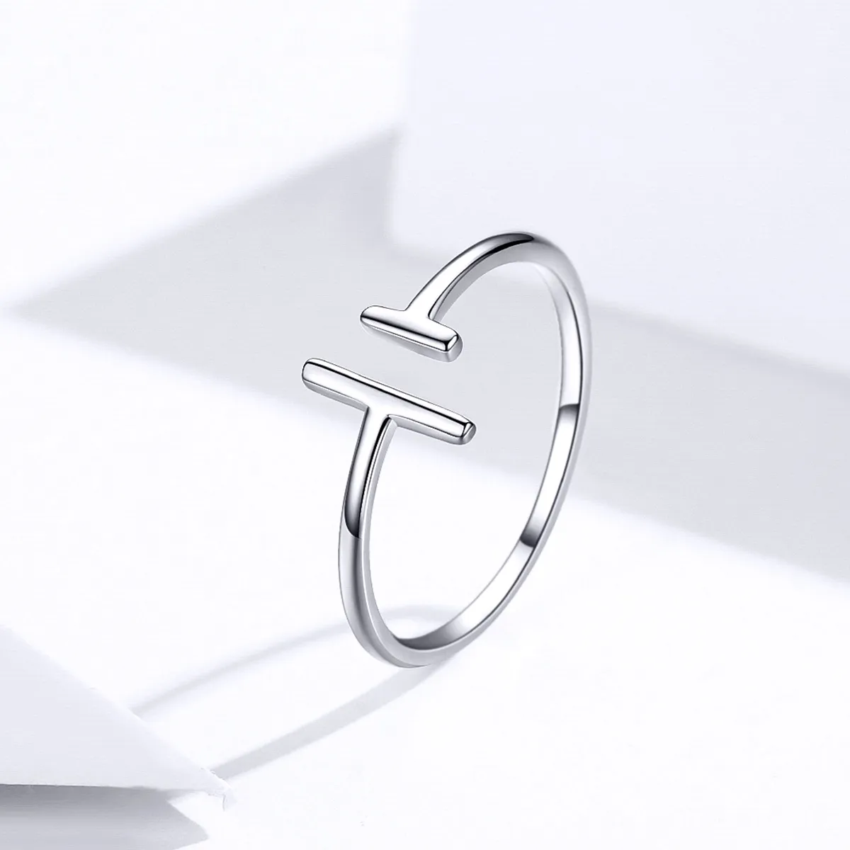 Pandora Style Silver Open Ring, Parallel Lines - SCR555