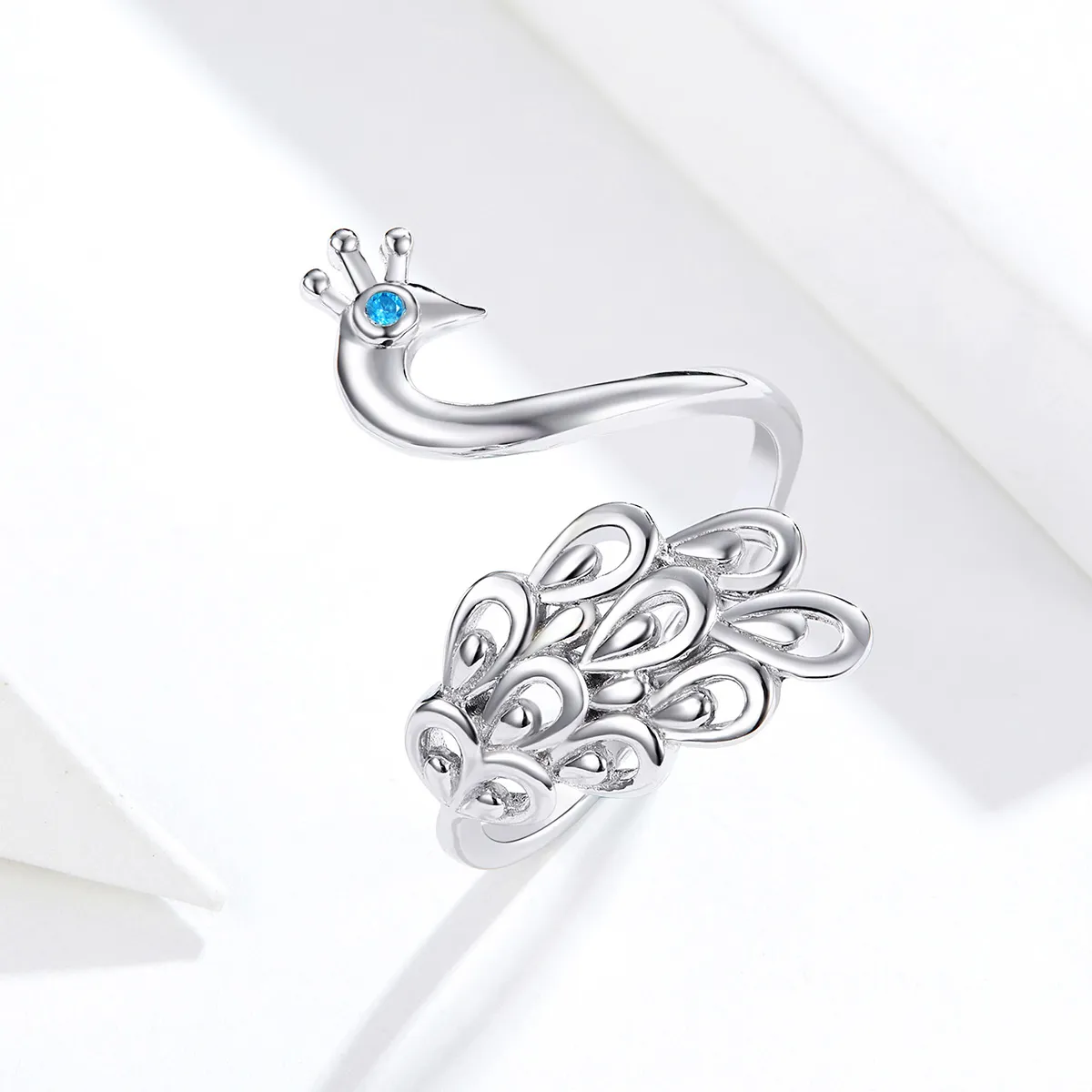 Pandora Style Silver Open Ring, Peacock - SCR592