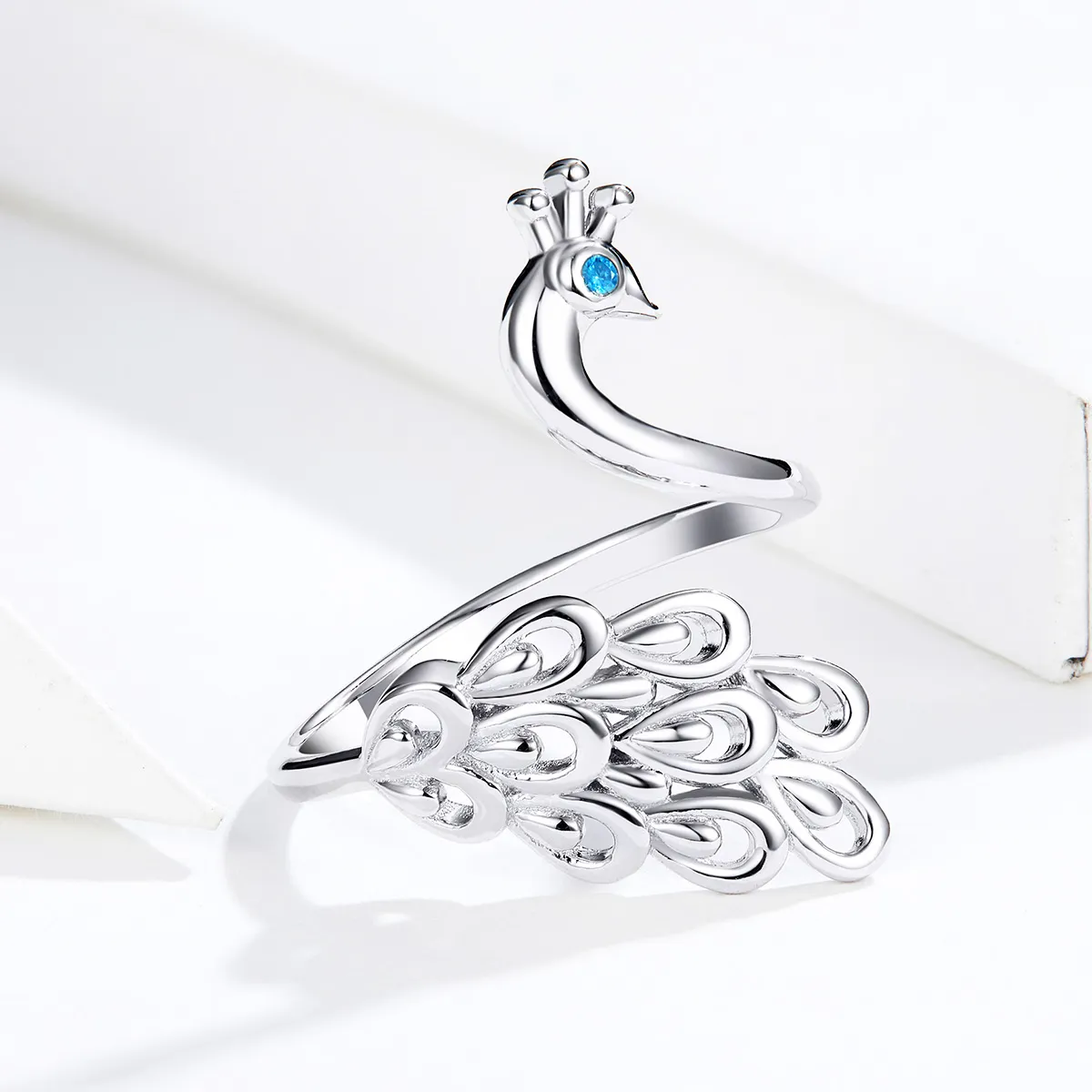 Pandora Style Silver Open Ring, Peacock - SCR592