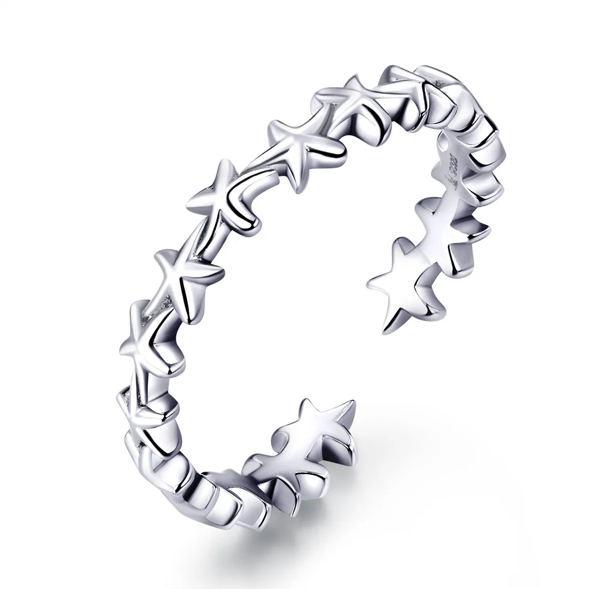 Pandora Style Silver Open Ring, Starfish - SCR607