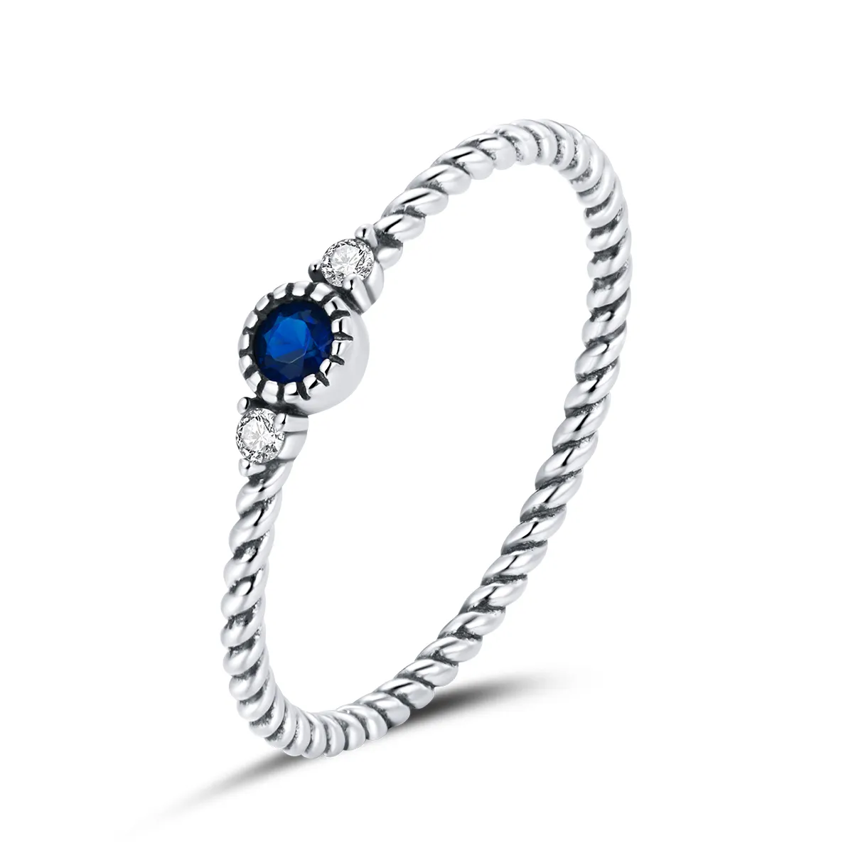 Pandora Style Silver Ring, Blue Stone - SCR693