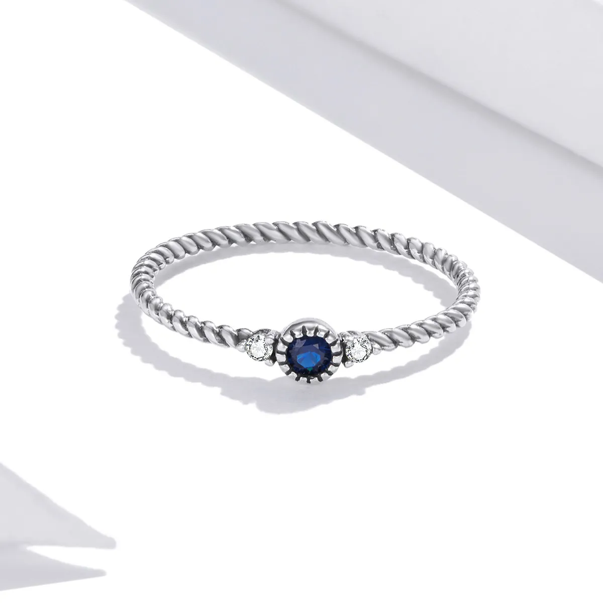 Pandora Style Silver Ring, Blue Stone - SCR693