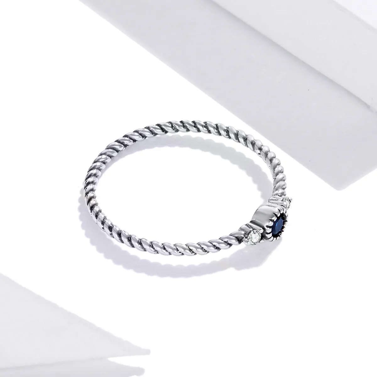 Pandora Style Silver Ring, Blue Stone - SCR693