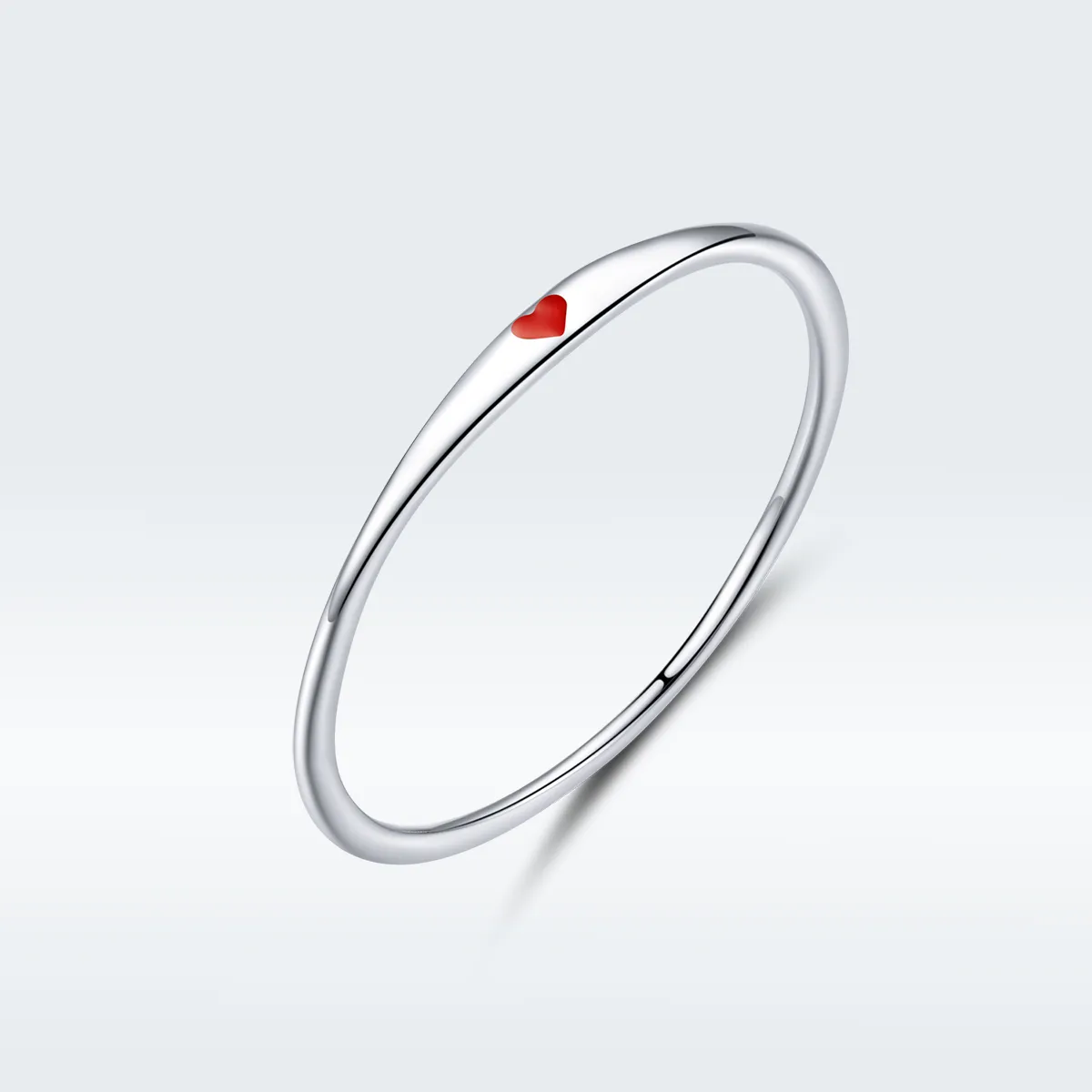 Pandora Style Silver Ring, Simple Love, Red Enamel - SCR620