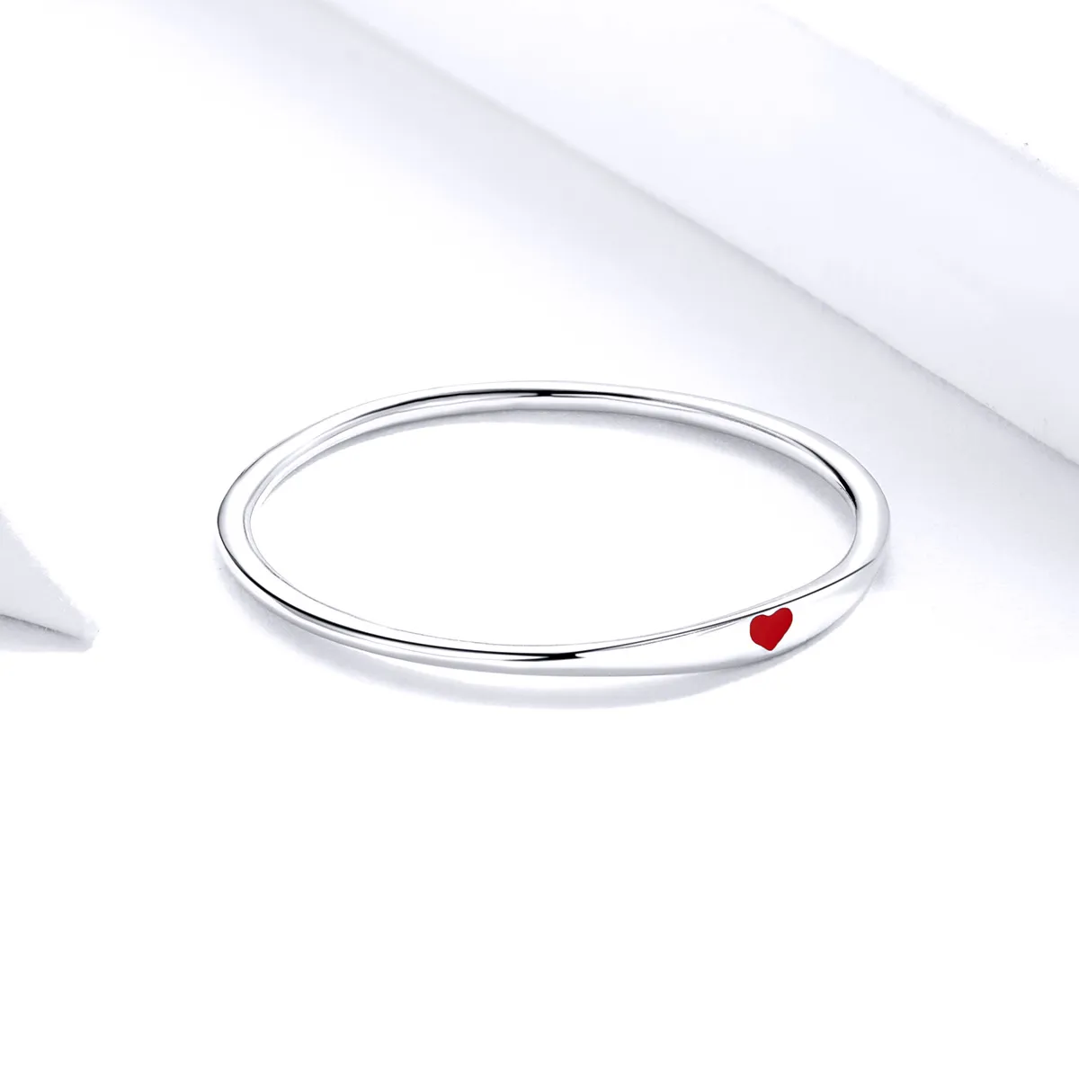 Pandora Style Silver Ring, Simple Love, Red Enamel - SCR620