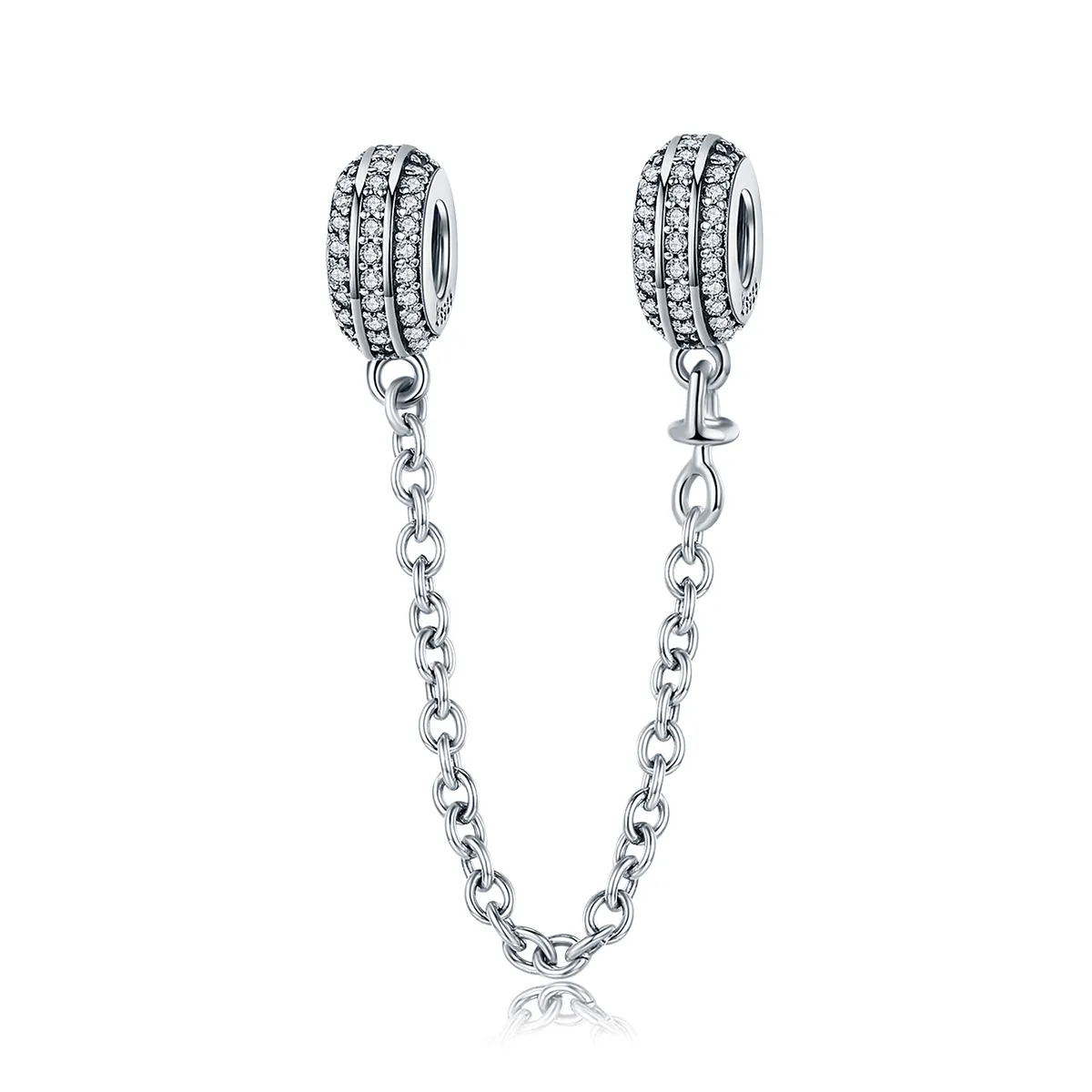 Pandora Style Silver Pavé Safety Chain Charm - SCC812