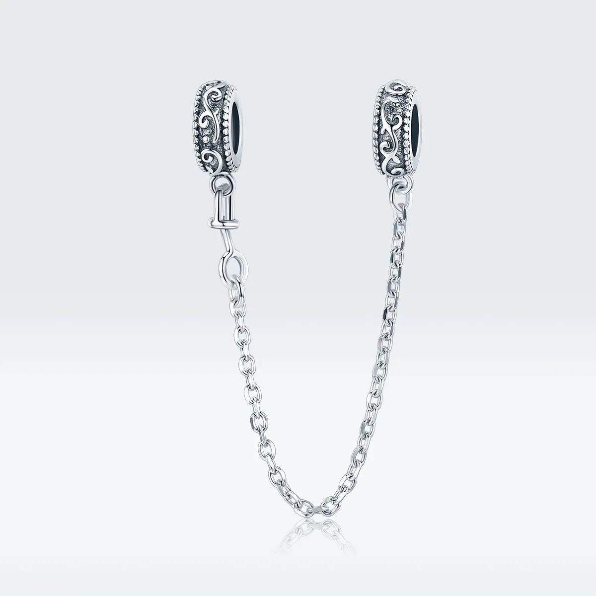 Pandora Style Silver Safety Chain Charm, Classical Vine - SCC1546