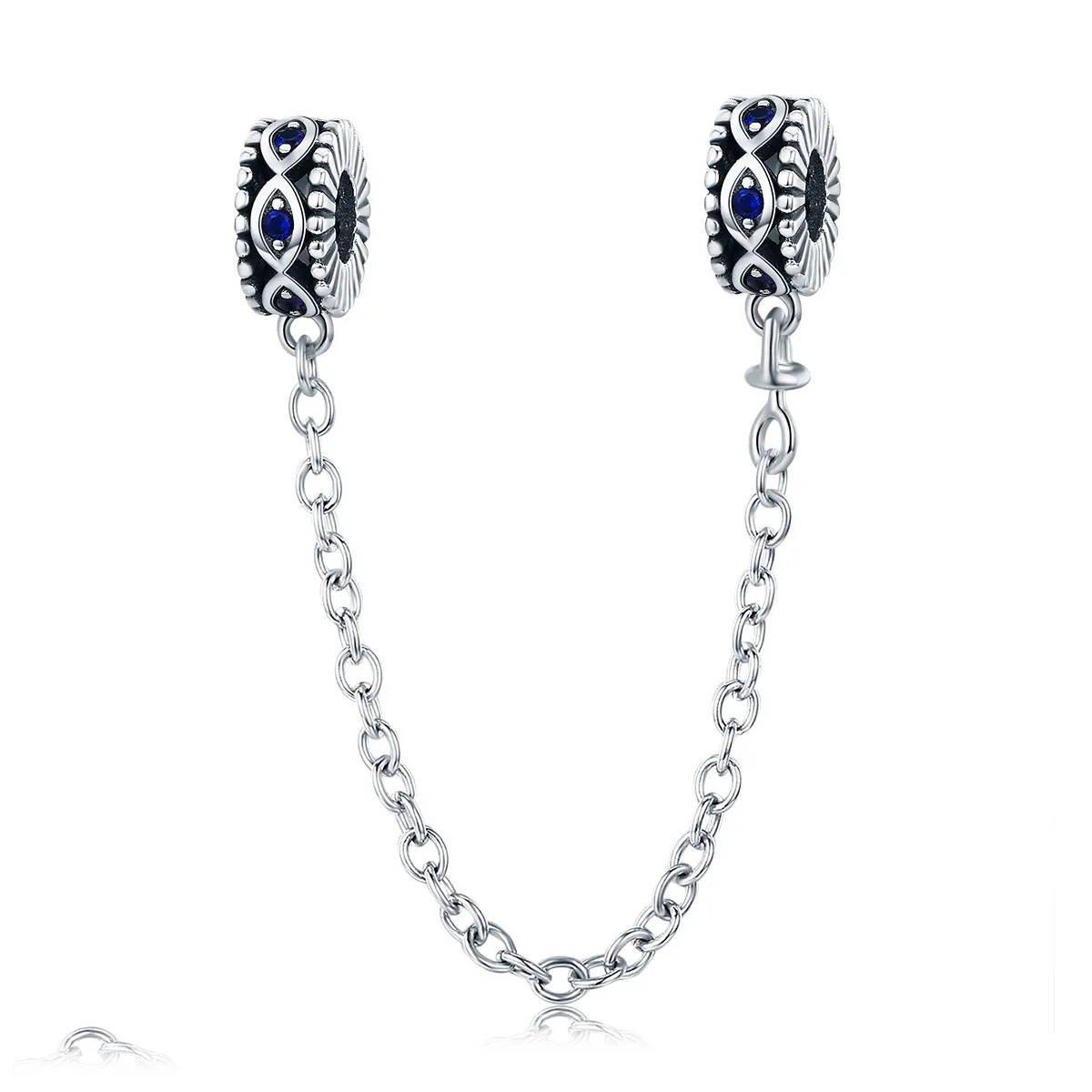 Pandora Style Silver Safety Chain Charm, Devil's Eye - SCC617