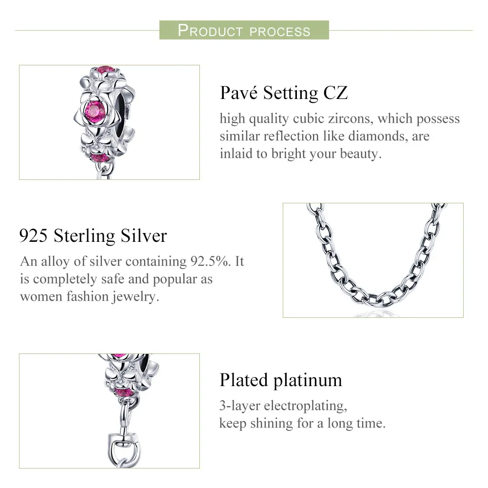 Pandora Style Silver Safety Chain Charm, Fairy's Garland - BSC035