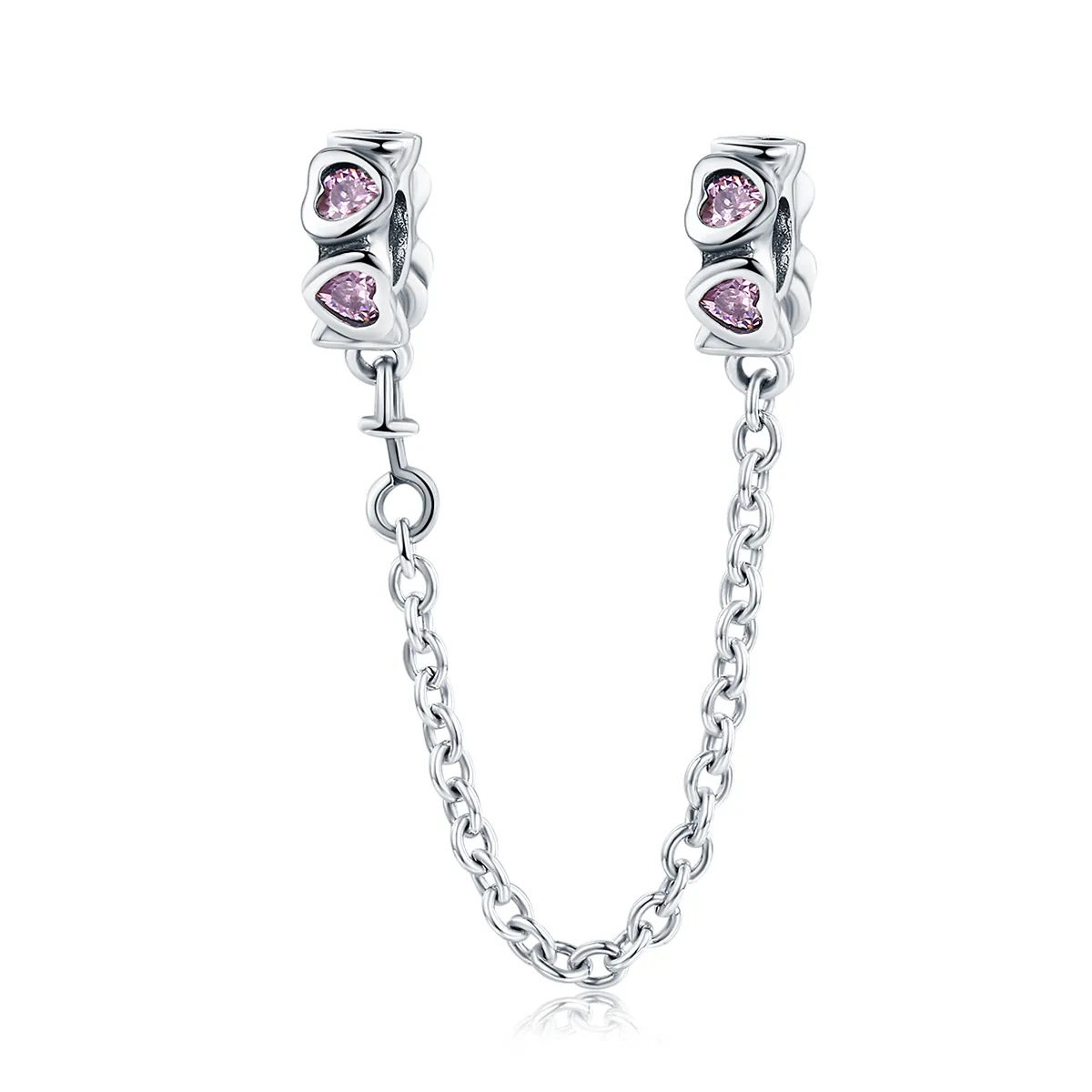 Pandora Style Silver Safety Chain Charm, Fragrant Heart - SCC562