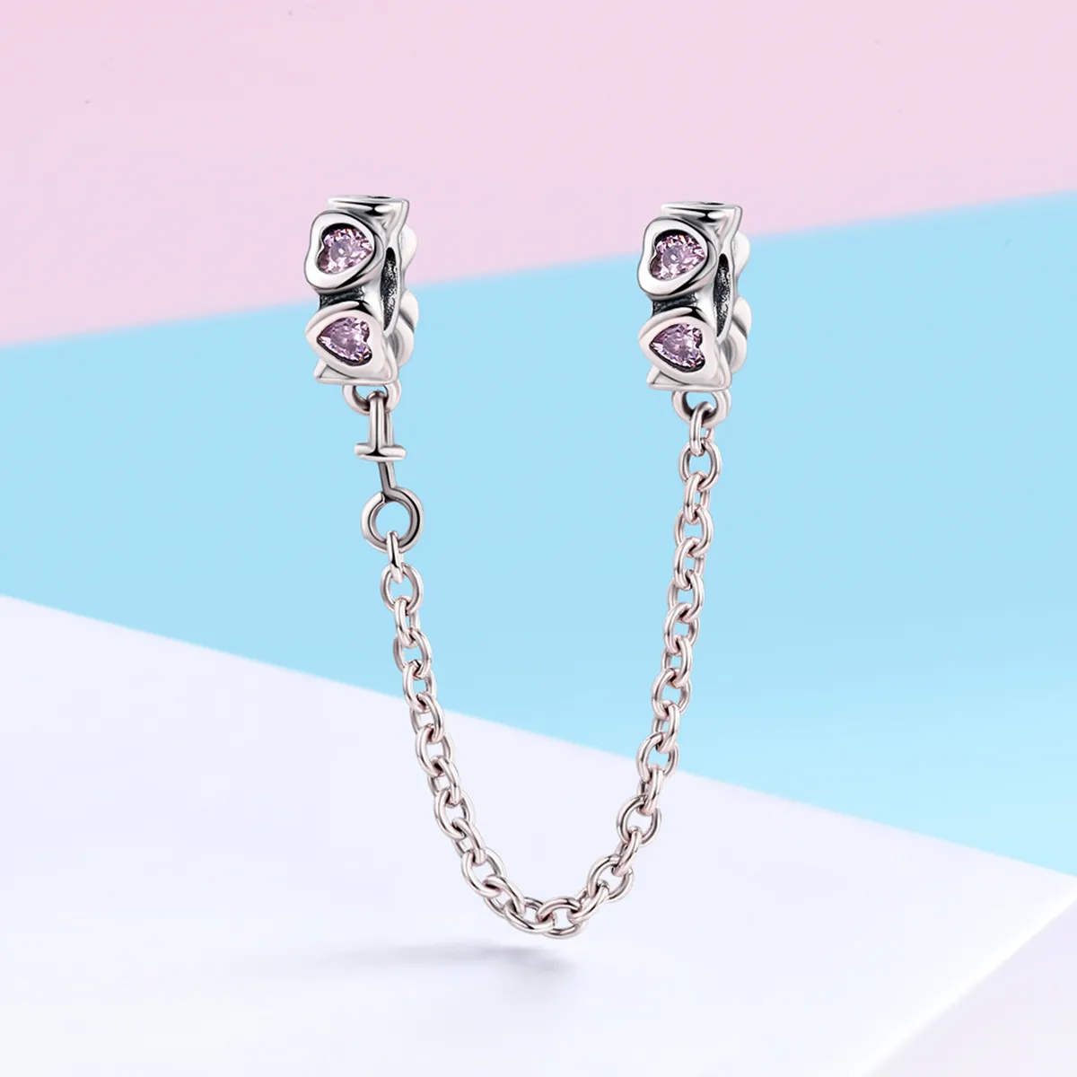 Pandora Style Silver Safety Chain Charm, Fragrant Heart - SCC562