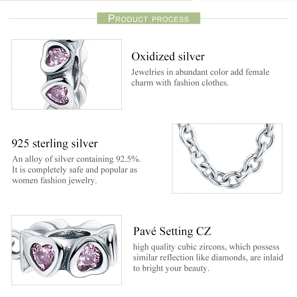 Pandora Style Silver Safety Chain Charm, Fragrant Heart - SCC562